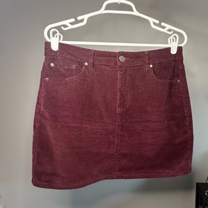 Maroon corduroy mini skirt